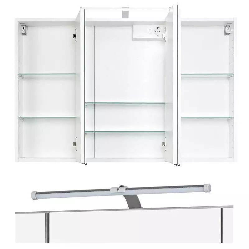 Lomadox Spiegelschrank 100cm graphitgrau, PADUA-03 LED-Aufbauleuchte, B/H/T ca. 100/64/20 cm Fabrikverkauf