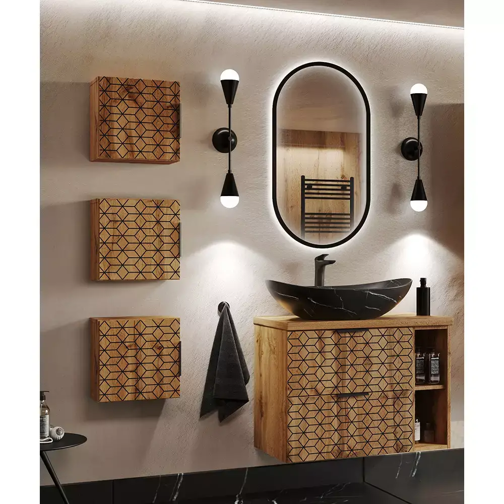 Lomadox Badezimmermöbel Serie DUNDEE-56 in Wotaneiche - selbst zusammenstellen Begrenztes Angebot