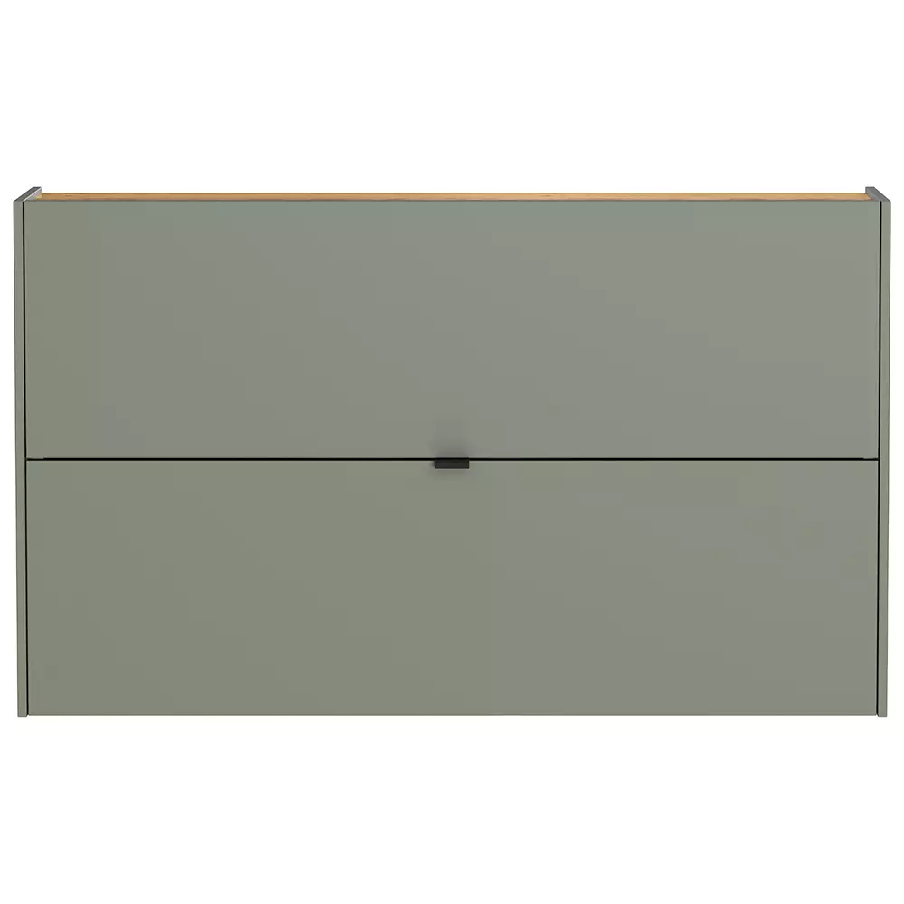 Lomadox Flurschrank Schuhschrank 140cm in grün mit Eiche ABERDEEN-01 ideal für schmale Flure Zeitlich begrenztes Angebot