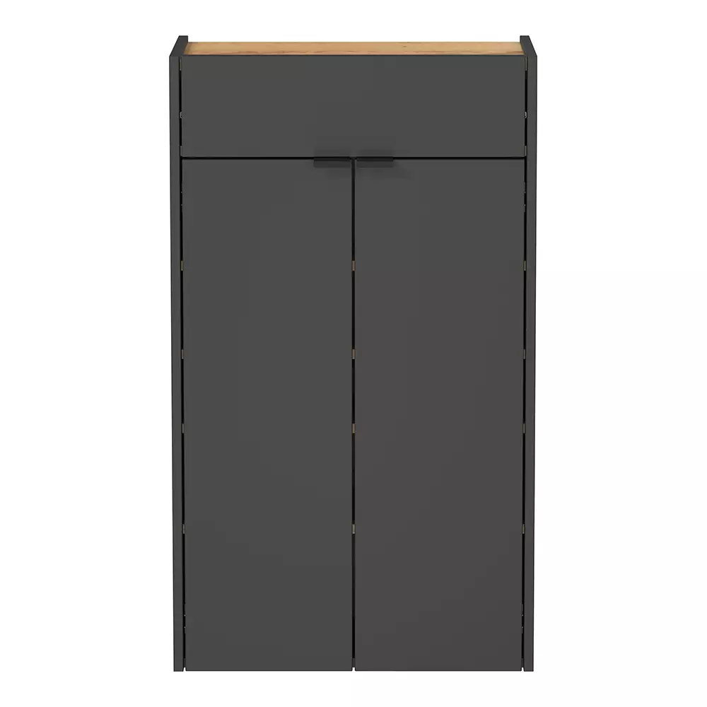 Lomadox Flurschrank Schuhschrank 56cm in grau mit Eiche ABERDEEN-01 ideal für schmale Flure, B/H/T ca. 56/97/22 cm Exklusive Angebote