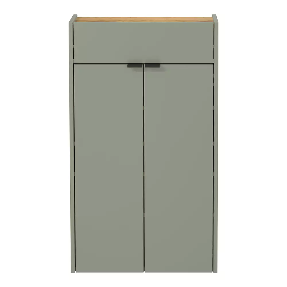 Lomadox Flurschrank Schuhschrank 56cm in grün mit Eiche ABERDEEN-01 ideal für schmale Flure, B/H/T ca. 56/97/22 cm Blitzangebot