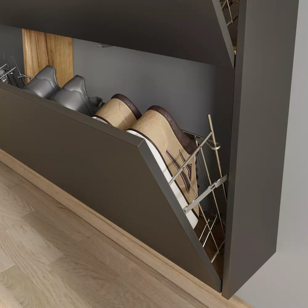 Lomadox Garderobe Flurgarderobe schmal in grau mit Eiche ABERDEEN-01 modern 3-teilig mit 1 Garderobenpaneel Super Sparpreis
