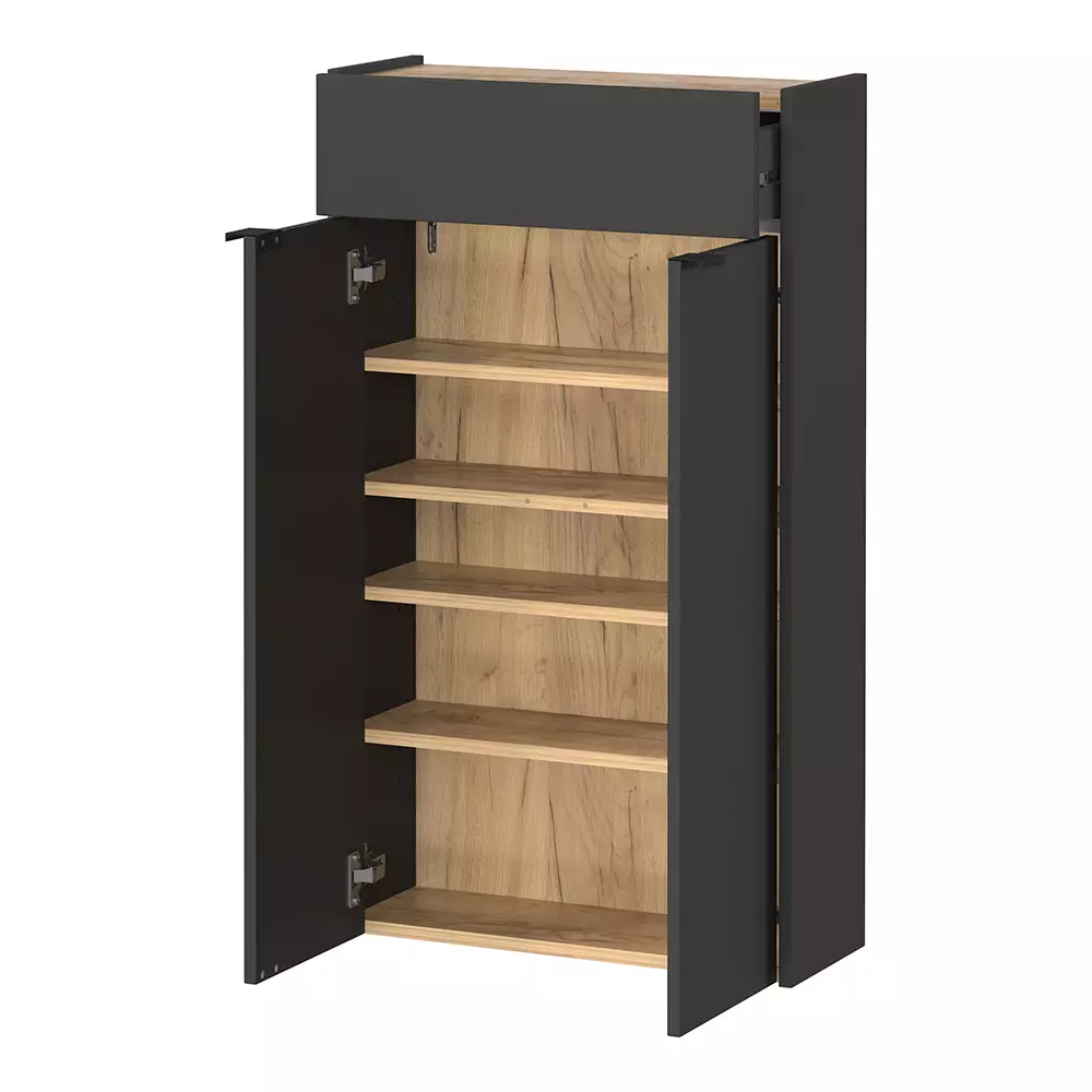 Lomadox Garderobe Flurgarderobe schmal in grau mit Eiche ABERDEEN-01 modern 4-teilig mit 2 Garderobenpaneelen Kostenlose Rückgabe
