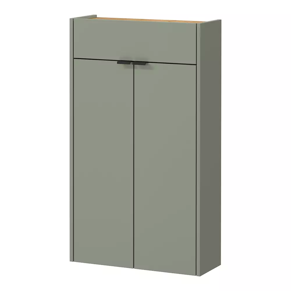 Lomadox Garderobe Flurgarderobe schmal in grün mit Eiche ABERDEEN-01 modern 2-teilig mit Schuhschrank und Spiegel Letzter Tag
