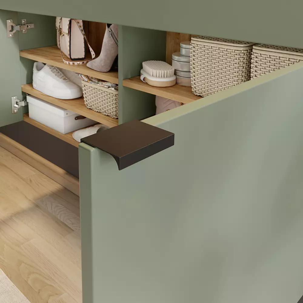 Lomadox Garderobe Flurgarderobe schmal in grün mit Eiche ABERDEEN-01 modern 2-teilig mit Schuhschrank und Spiegel Letzter Tag