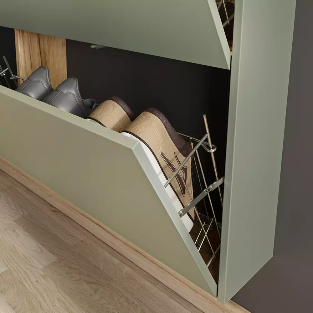 Lomadox Garderobe Flurgarderobe schmal in grün mit Eiche ABERDEEN-01 modern 3-teilig mit 1 Garderobenpaneel Bis zu 60% Rabatt