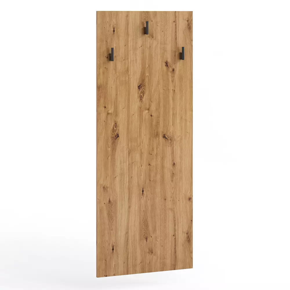Lomadox Garderobe Hakenpaneel mit Schuhbank in Artisan Eiche Nb. mit schwarz OSTUNI-132, B/H/T ca. 62/210/40 cm Super Rabatt