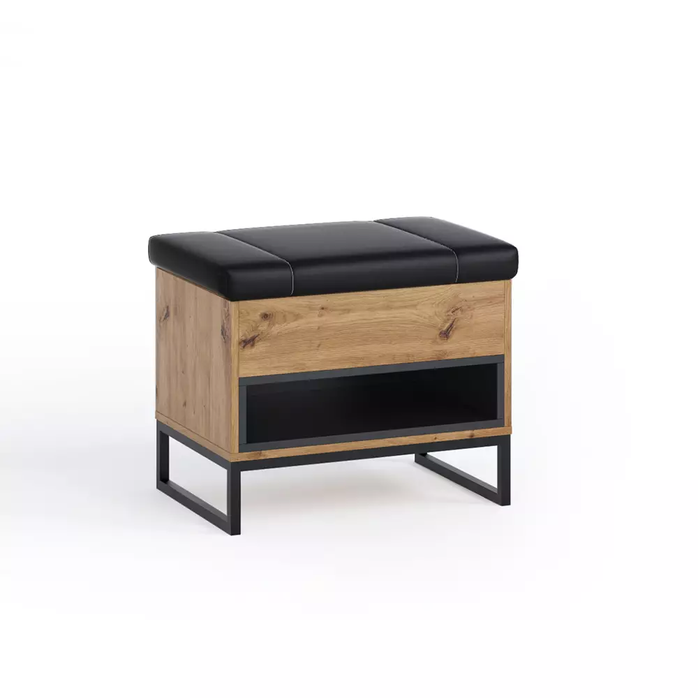 Lomadox Garderobe Schuhbank Truhe in Artisan Eiche Nb. mit Metallgestell und Kissen OSTUNI-132, B/H/T ca. 62/50/40 cm Fabrikladen
