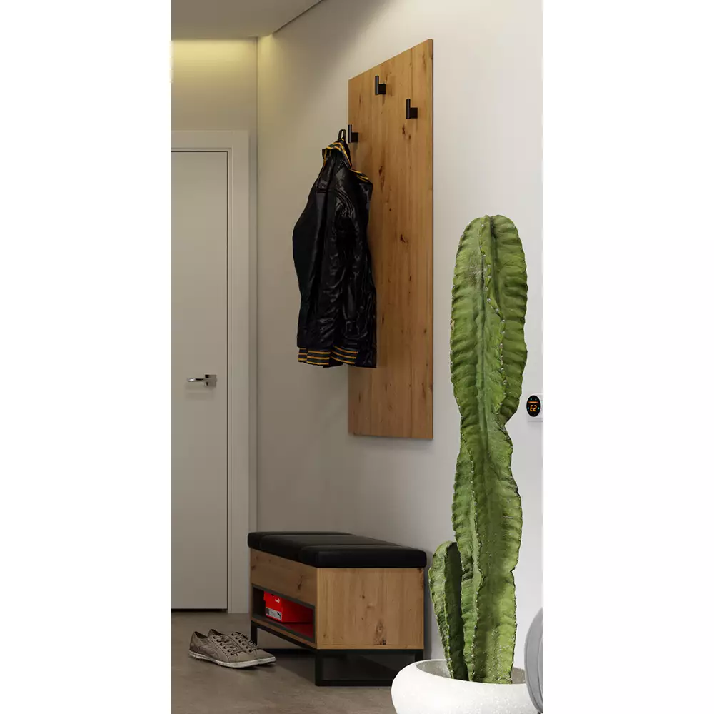 Lomadox Garderobe Schuhbank Truhe in Artisan Eiche Nb. mit Metallgestell und Kissen OSTUNI-132, B/H/T ca. 62/50/40 cm Fabrikladen