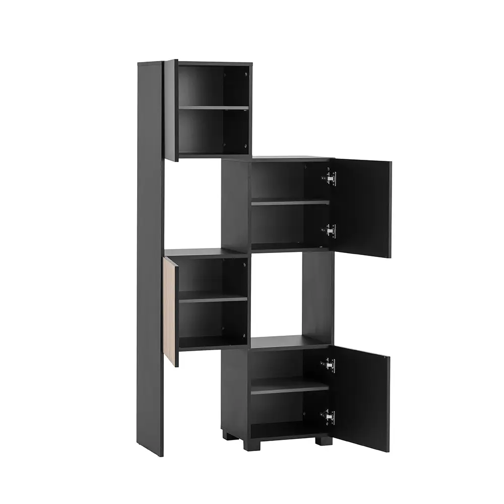 Lomadox Garderoben Set 5-teilig modern in schwarz matt mit Eiche Natur ALTAMURA-80 Begrenzt auf 3 Tage