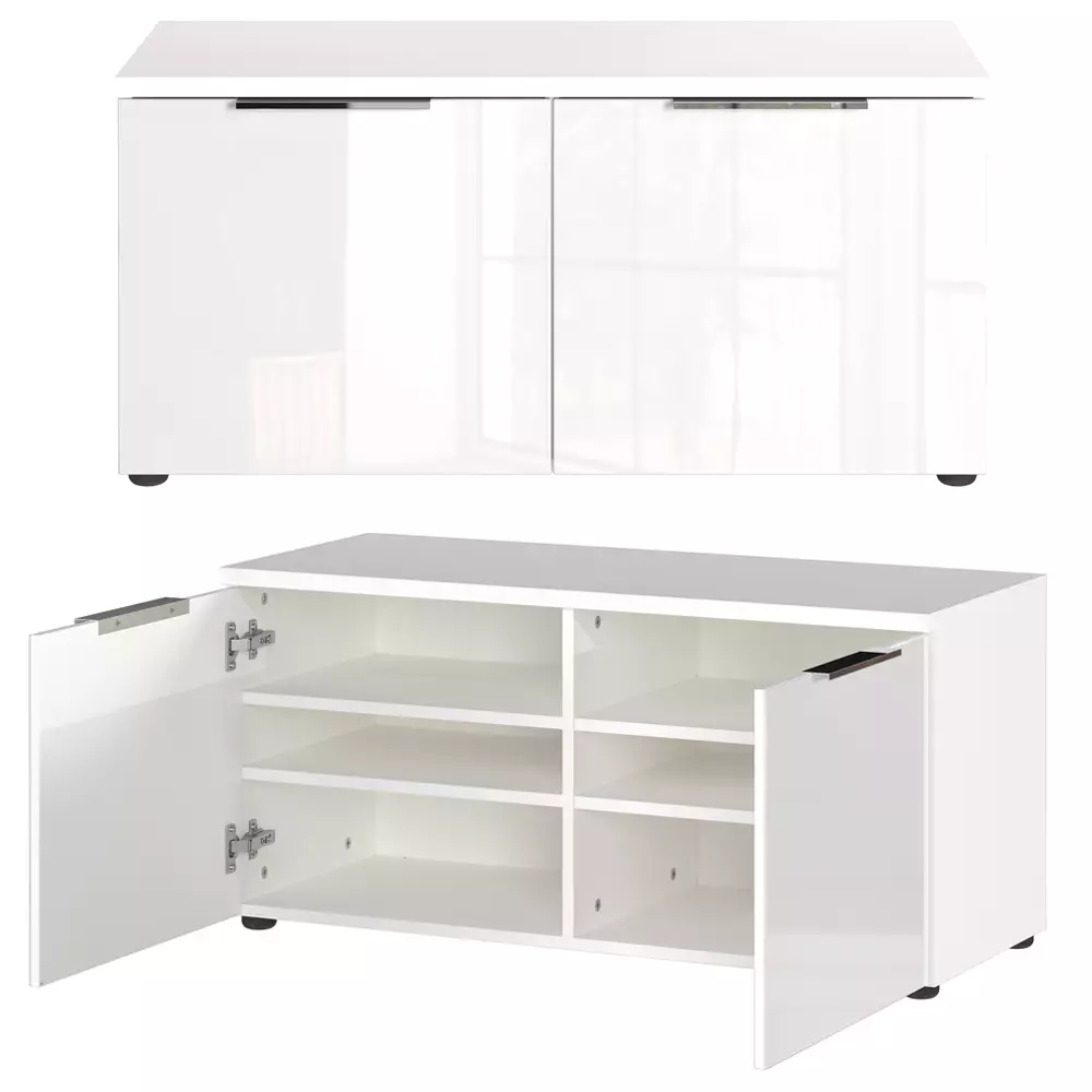 Lomadox Garderoben Set 5-teilig weiß mit Glasfronten inkl. Sitzpolster GENEVA-01 Speichern exportieren