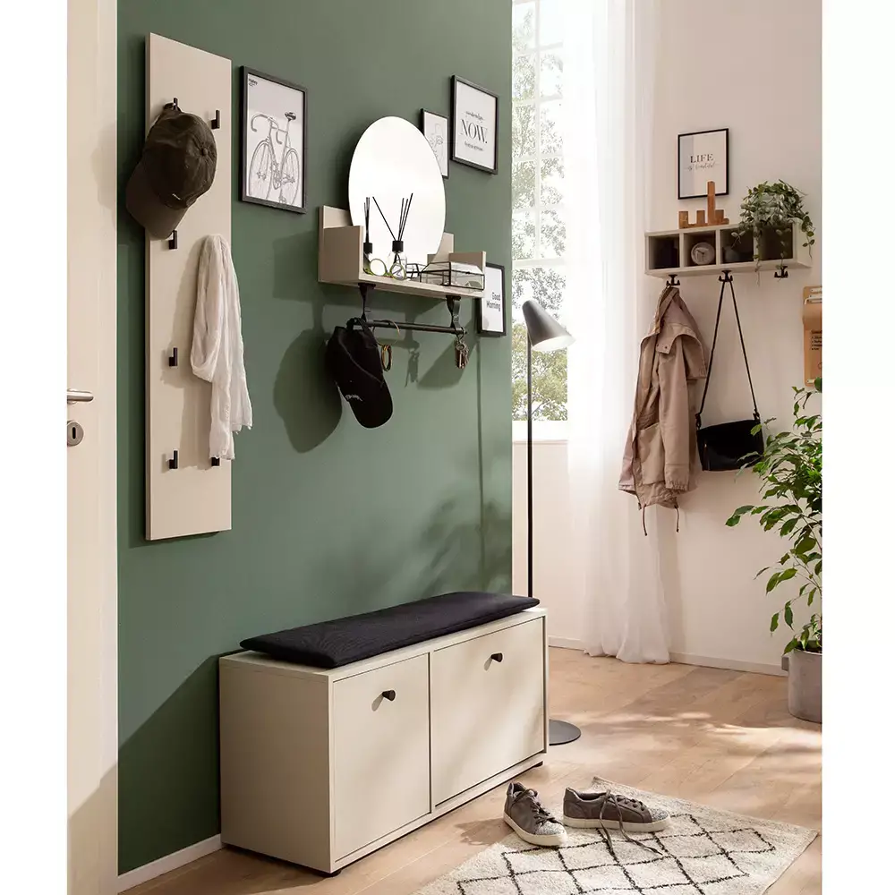 Lomadox Garderoben Set mit Garderobenpaneel beige LORCA-80, 4-teilig Auslauf