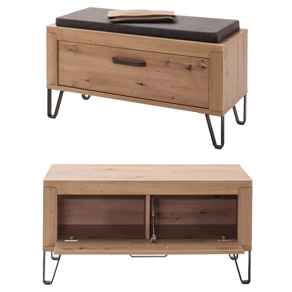 Lomadox Garderoben Set mit Garderobenpaneel Eiche mit grau IOLA-05, 4-teilig Verkauf