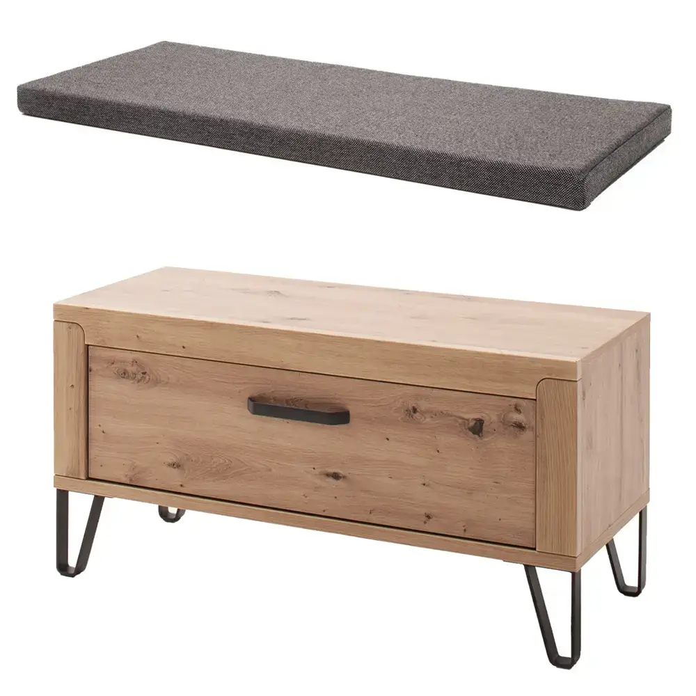 Lomadox Garderoben Set mit Garderobenpaneel Eiche mit grau IOLA-05, 4-teilig Verkauf