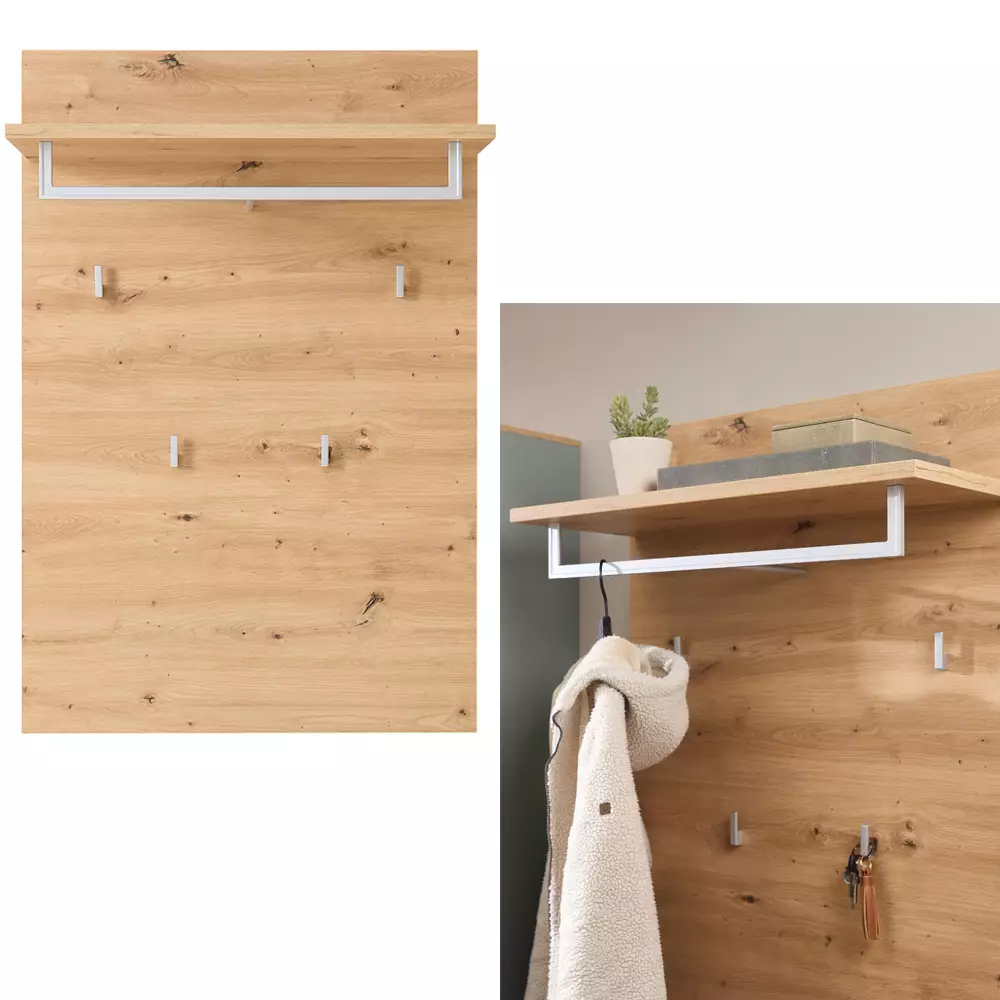 Lomadox Garderoben Set mit Garderobenschrank weiß matt mit Eiche BLISS-36, 4-teilig Hotsell