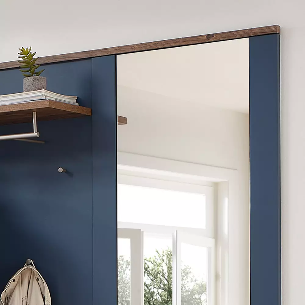 Lomadox Garderoben Set mit Schrank und Spiegel, blau im Landhausstil mit Eiche, DEVON-36 Günstiger Verkauf