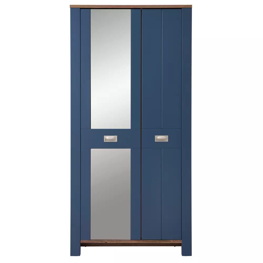 Lomadox Garderoben Set mit Schrank und Spiegel, blau im Landhausstil mit Eiche, DEVON-36 Günstiger Verkauf