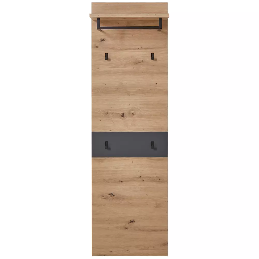 Lomadox Garderoben Set mit Spiegel, Schuhschrank, 2 x Garderobenpaneel MANRESA-36 in Artisan Eiche Nb. mit Graphit Versandkostenfrei
