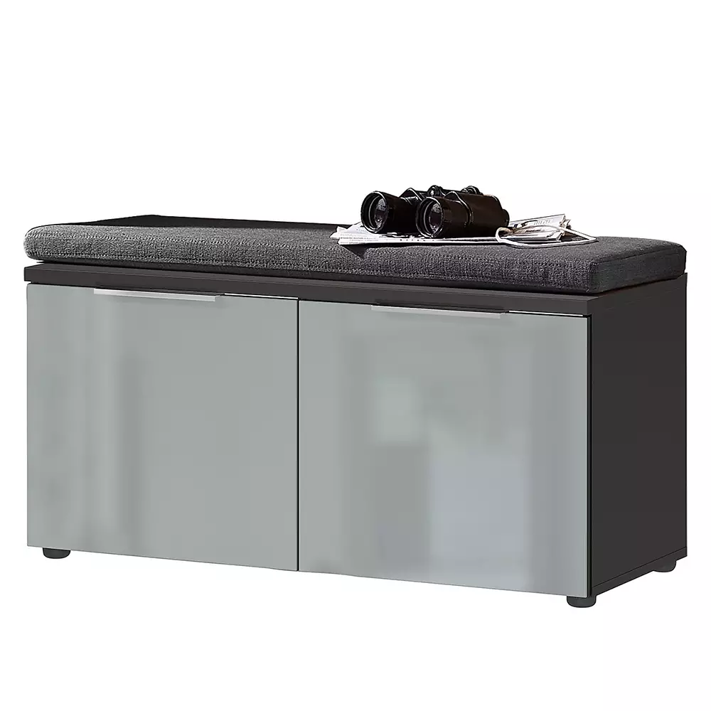 Lomadox Garderoben Set Schuhbank inkl. Sitzkissen und Wandgarderobe graphit Glasfront grau GENEVA-01 Online Shopping