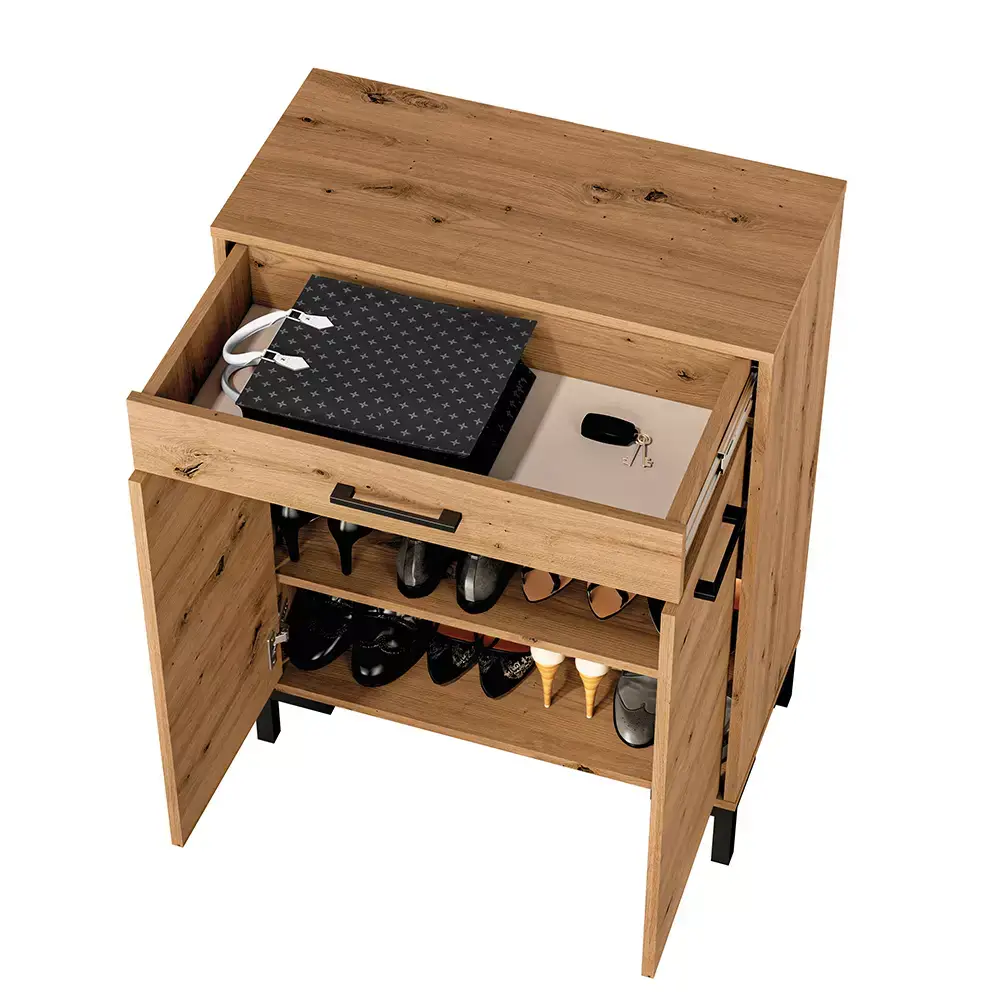 Lomadox Garderoben-Set 2-teilig mit Schuhschrank und Spiegel, braun, Artisan Eiche Nb., Modern, NASSAU-131 Zeitlich begrenztes Angebot