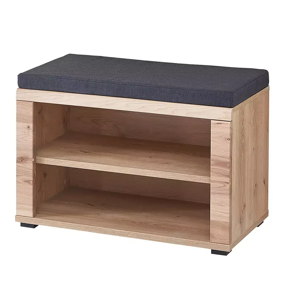 Lomadox Garderoben-Set 3-teilig mit Garderobenbank und Sitzkissen, braun, Esche massiv, SARINA-37 Räumungsverkauf