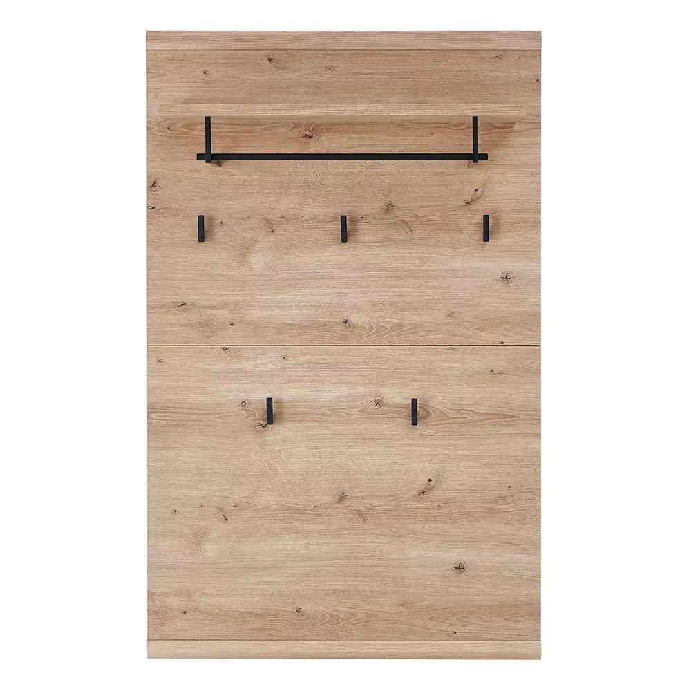 Lomadox Garderoben-Set 3-teilig mit Garderobenbank und Sitzkissen, braun, Esche massiv, SARINA-37 Räumungsverkauf