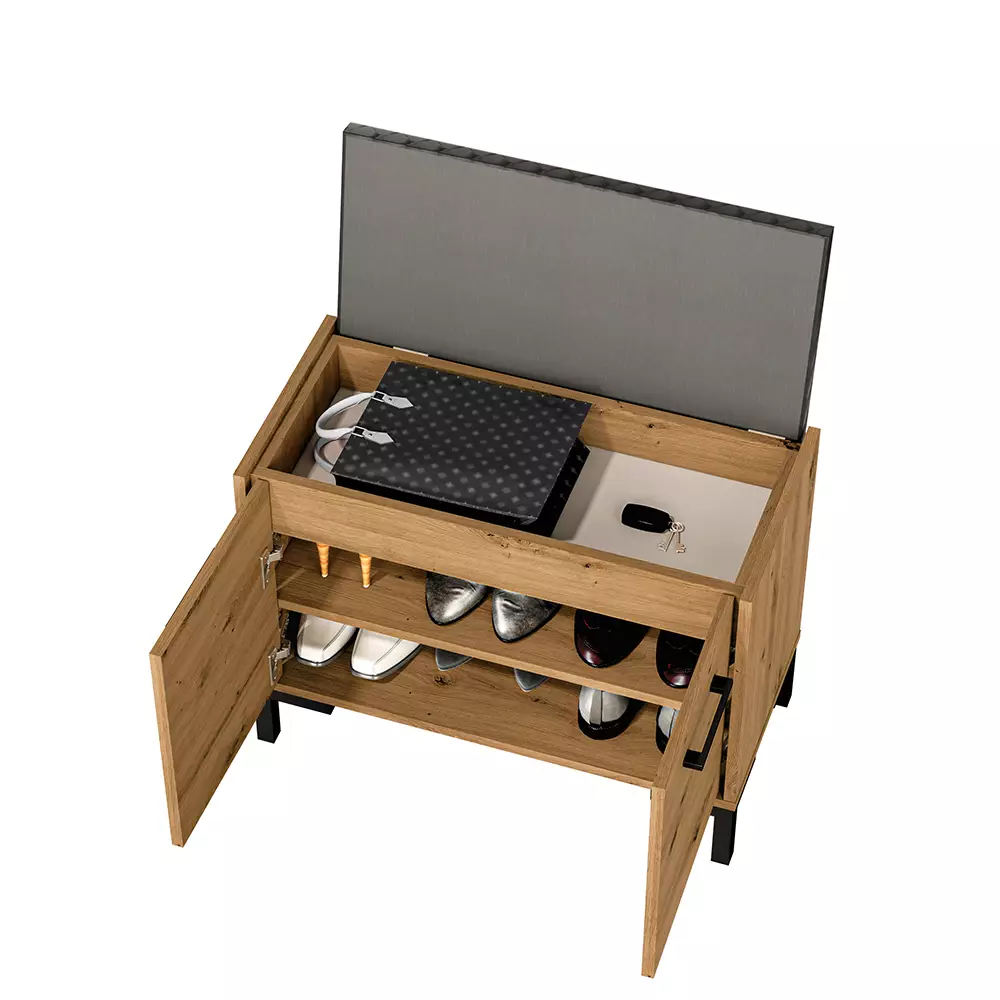 Lomadox Garderoben-Set 4-teilig mit Spiegel und Garderobenbank, braun, Artisan Eiche Nb., Modern, NASSAU-131 Begrenzte Freigabe