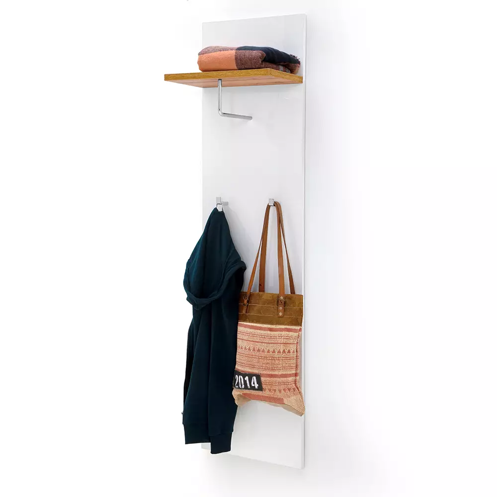 Lomadox Garderoben-Set 5-teilig mit Garderobenbank inkl. Sitzkissen in weiß Hochglanz mit Eiche Modern GUARDA-05 JETZT KAUFEN