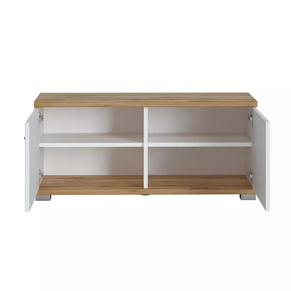Lomadox Garderoben-Set 6-teilig mit Garderobenschrank in weiß mit Eiche HUESCA-129 Sonderangebot der Fabrik