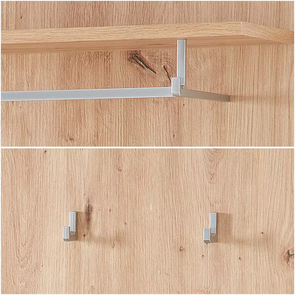 Lomadox Garderoben-Set mit Garderobenschrank, Garderobenbank und Sitzpolster 3-teilig in Eiche mit schwarz supermatt, FARGO-36 Riesige Rabatte