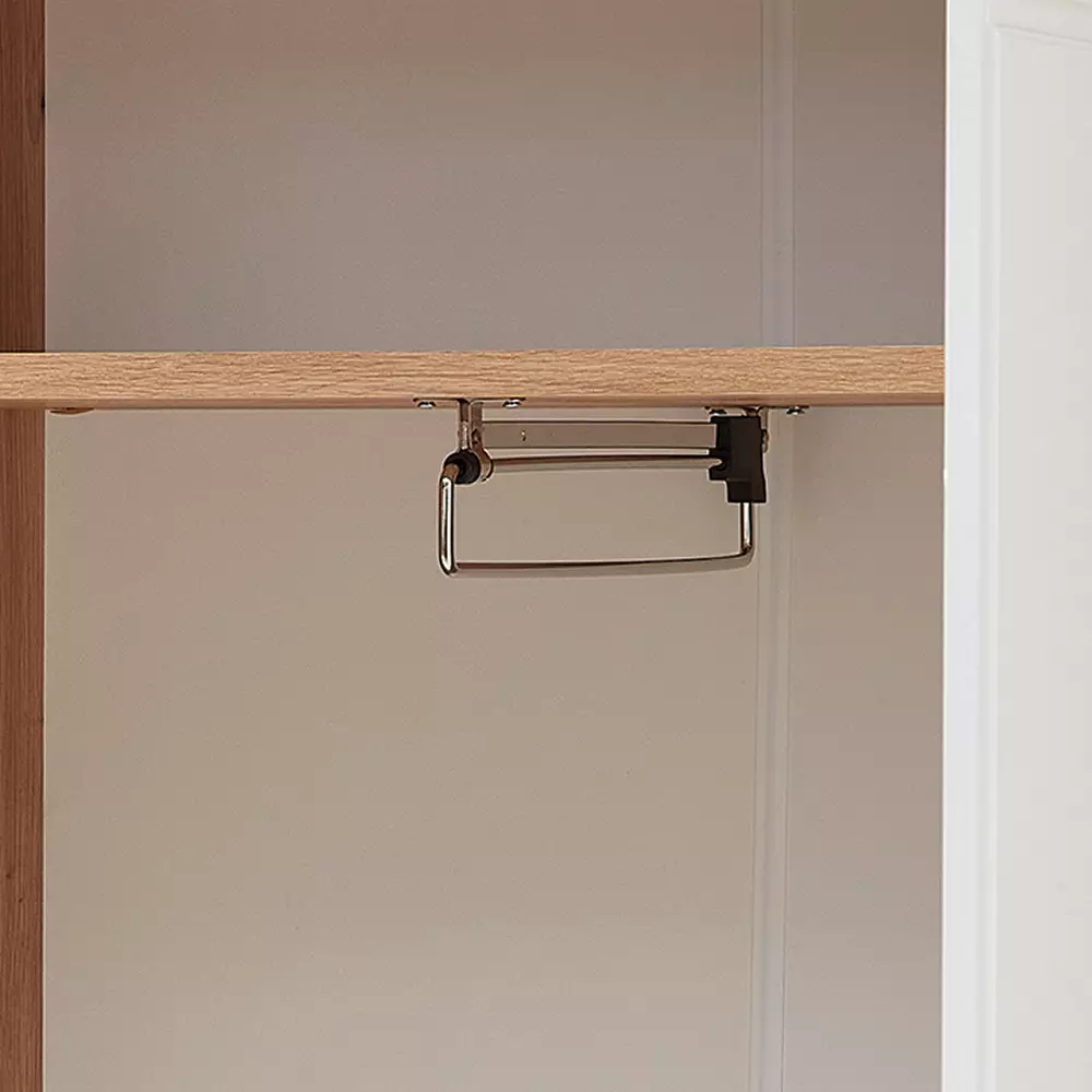 Lomadox Garderoben-Set mit Garderobenschrank, Garderobenbank und Sitzpolster 3-teilig in Eiche mit weiß Hochglanz, FARGO-36 50% Rabatt mit kostenlosem Versand