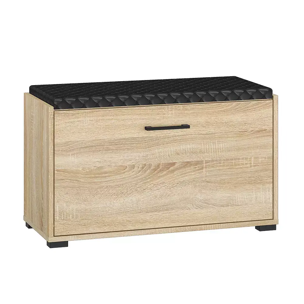 Lomadox Garderobenbank 80 cm gepolstert Eiche hell CHEB-131