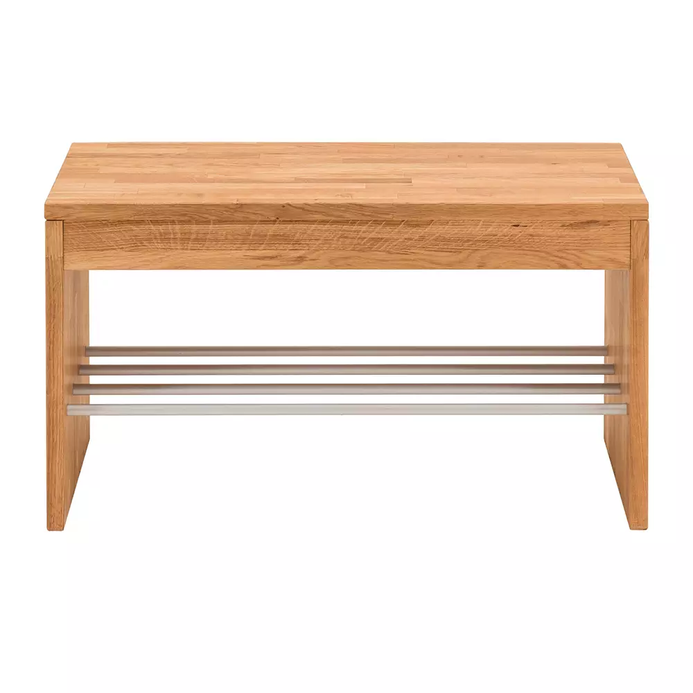 Lomadox Garderobenbank 82 cm mit Schuhablage Eiche Massivholz CUENCA-137