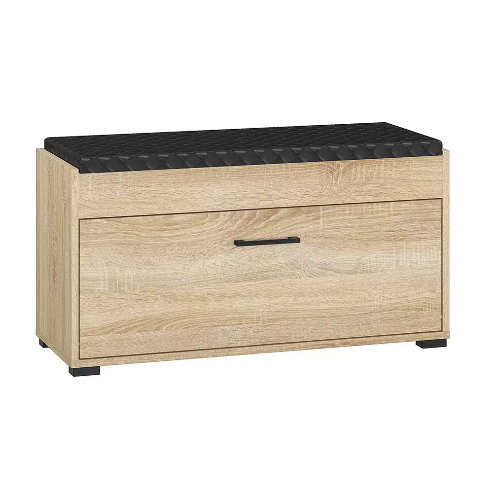 Lomadox Garderobenbank 90 cm mit Aufbewahrung Eiche hell CHEB-131