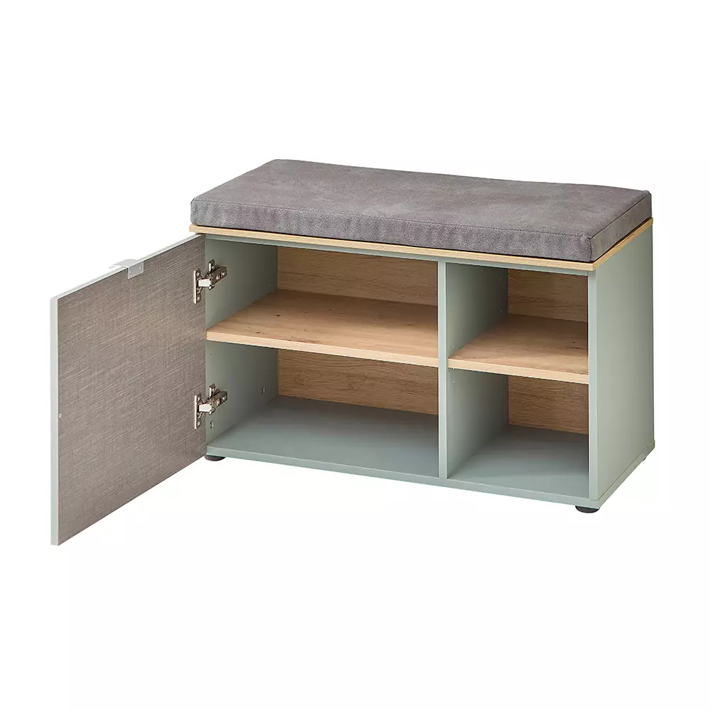 Lomadox Garderobenbank inkl. Sitzpolster 78 cm breit grün matt mit Eiche BLISS-36 Hotsell