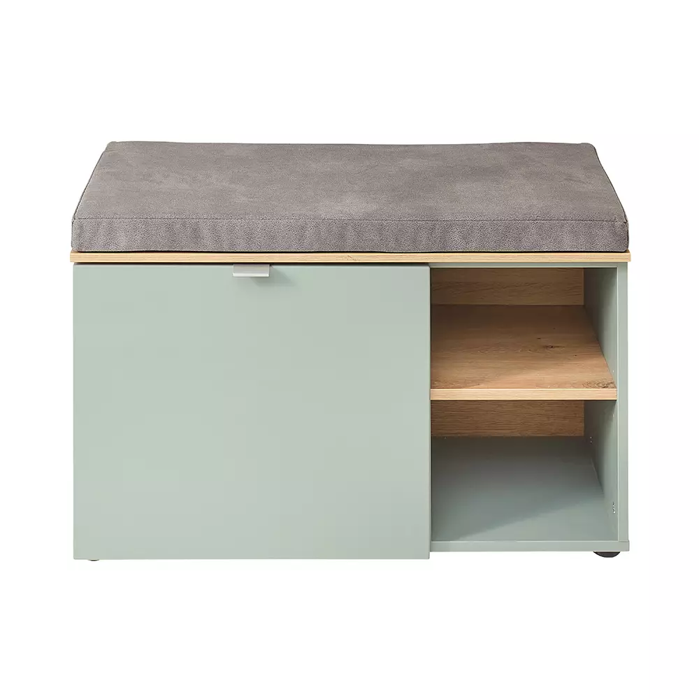 Lomadox Garderobenbank inkl. Sitzpolster 78 cm breit grün matt mit Eiche BLISS-36 Hotsell