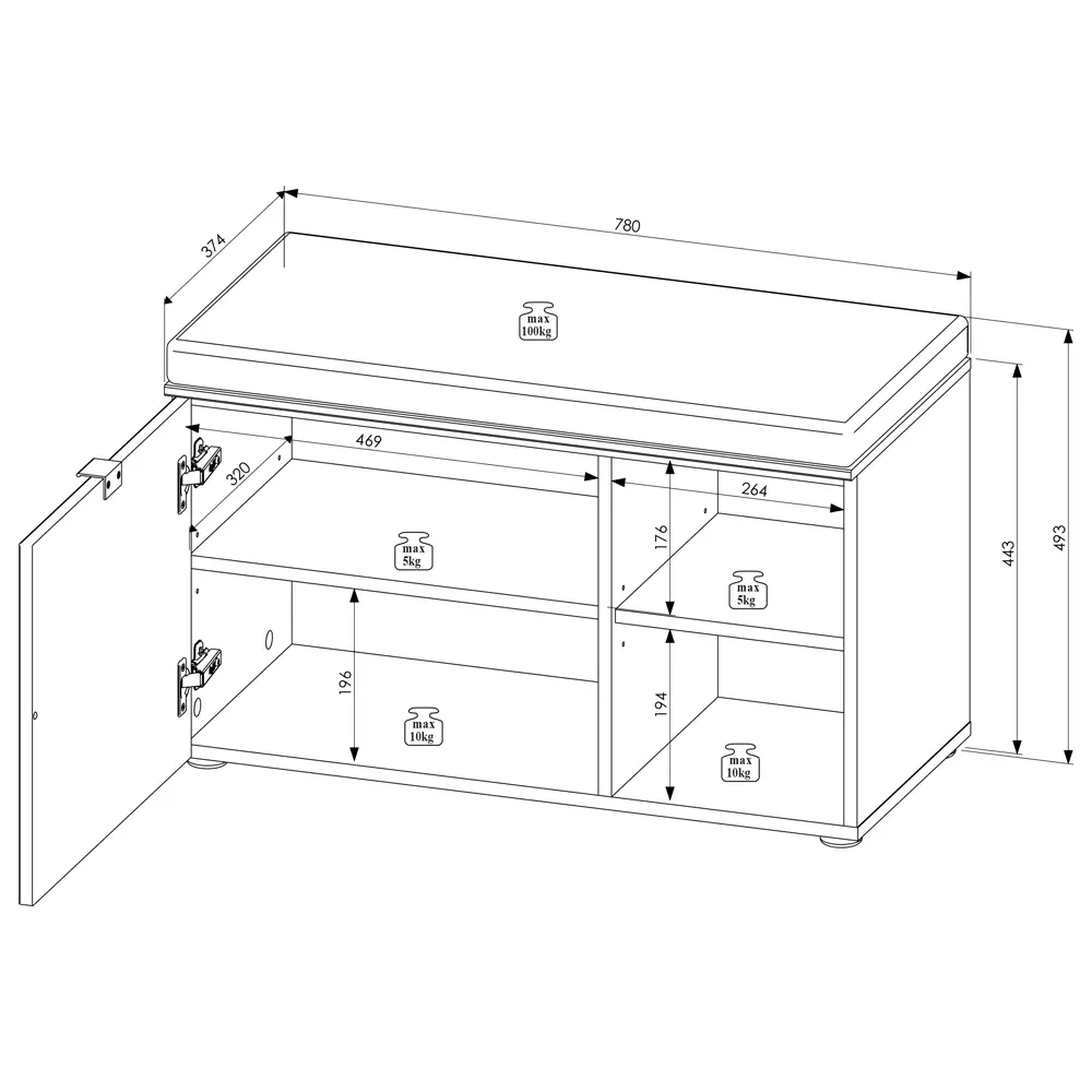 Lomadox Garderobenbank inkl. Sitzpolster 78 cm breit grün matt mit Eiche BLISS-36 Hotsell