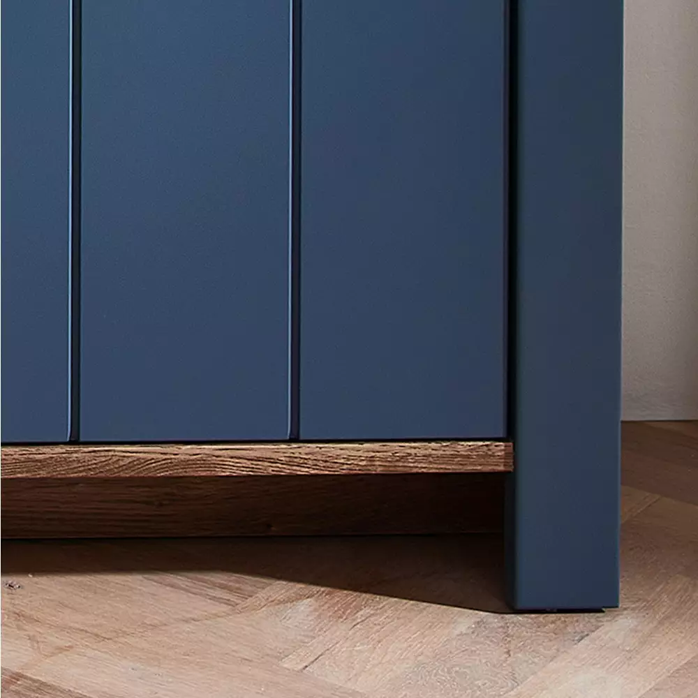 Lomadox Garderobenbank matt blau mit Eiche DEVON-36 Landhausstil, 130 cm breit, mit Sitzkissen Meist gekauft