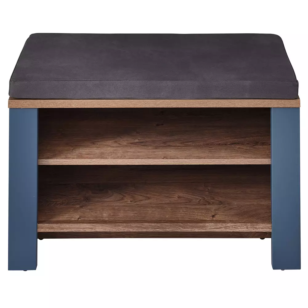Lomadox Garderobenbank matt blau mit Eiche DEVON-36 Landhausstil, 81 cm breit, mit Sitzkissen Blitzverkäufe