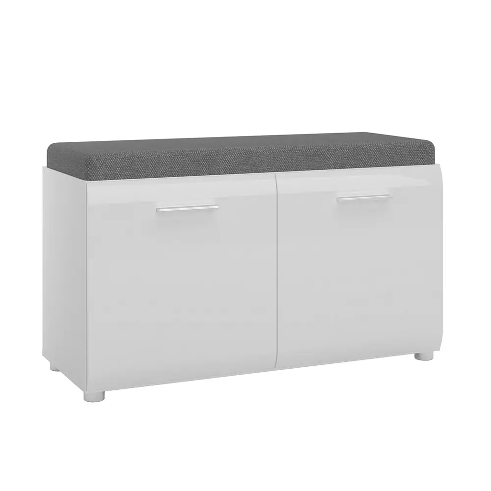 Lomadox Garderobenbank mit Sitzkissen weiß Hochglanz MALABO-129