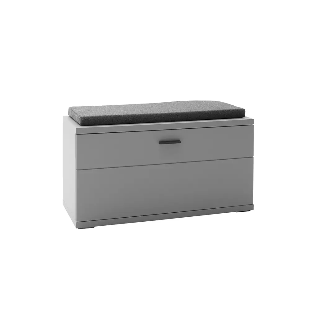 Lomadox Garderobenbank mit Sitzkissen, grau, ALBUFEIRA-05, B/H/T ca. 90/47/38 cm