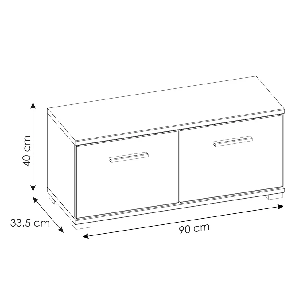 Lomadox Garderobenbank, weiß Hochglanz mit Eiche, HUESCA-129 Begrenztes Angebot