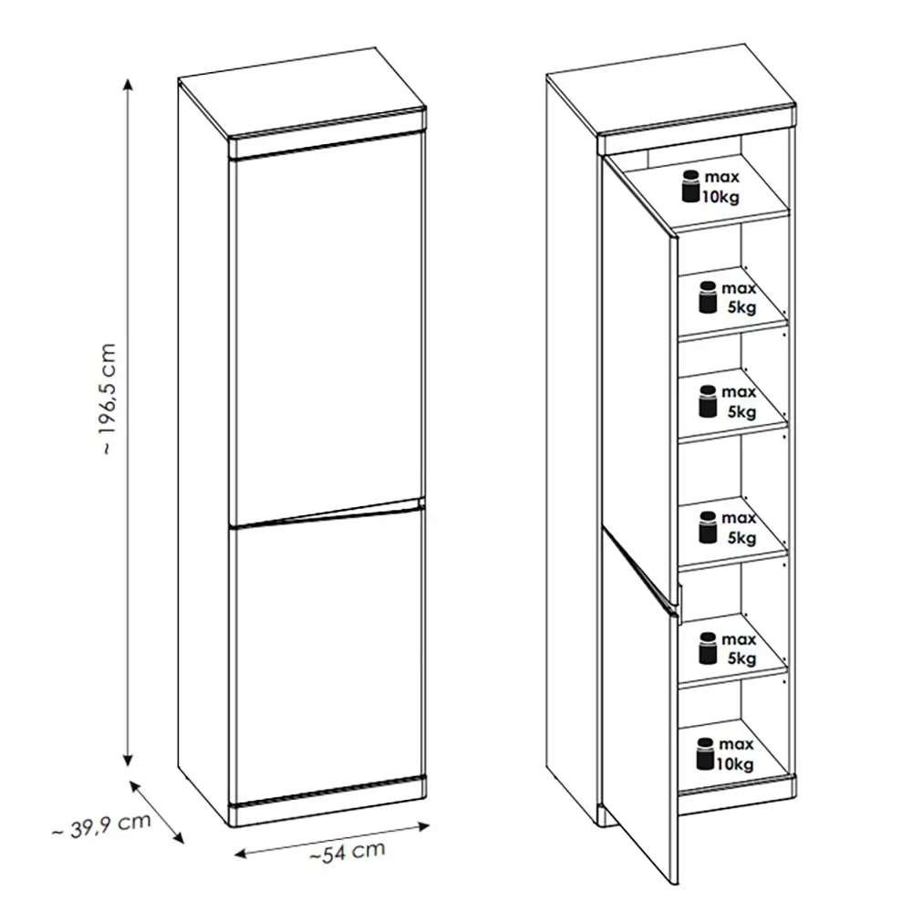 Lomadox Garderoben Hochschrank modern in Eiche TRIPOLI-129 Weihnachtsangebot