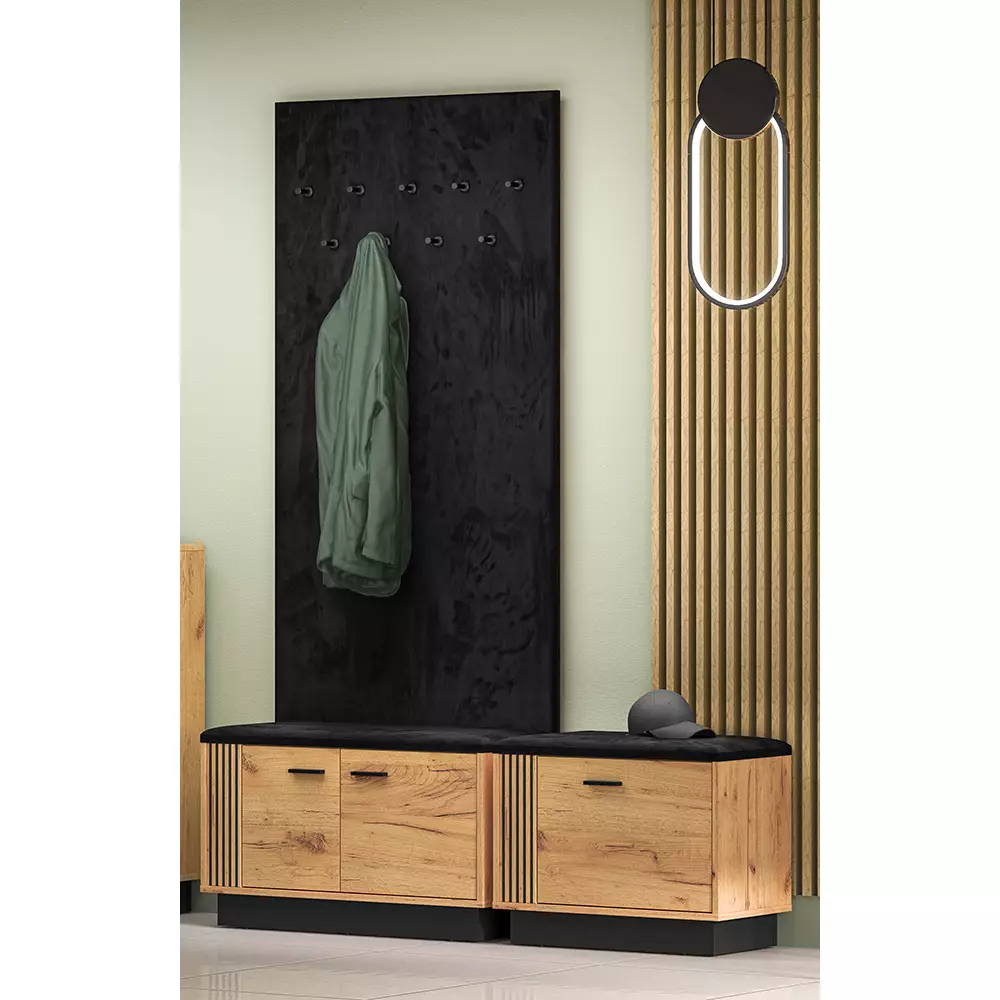 Lomadox Garderoben Paneel gepolstert in schwarz VINICA-131 Top Angebot