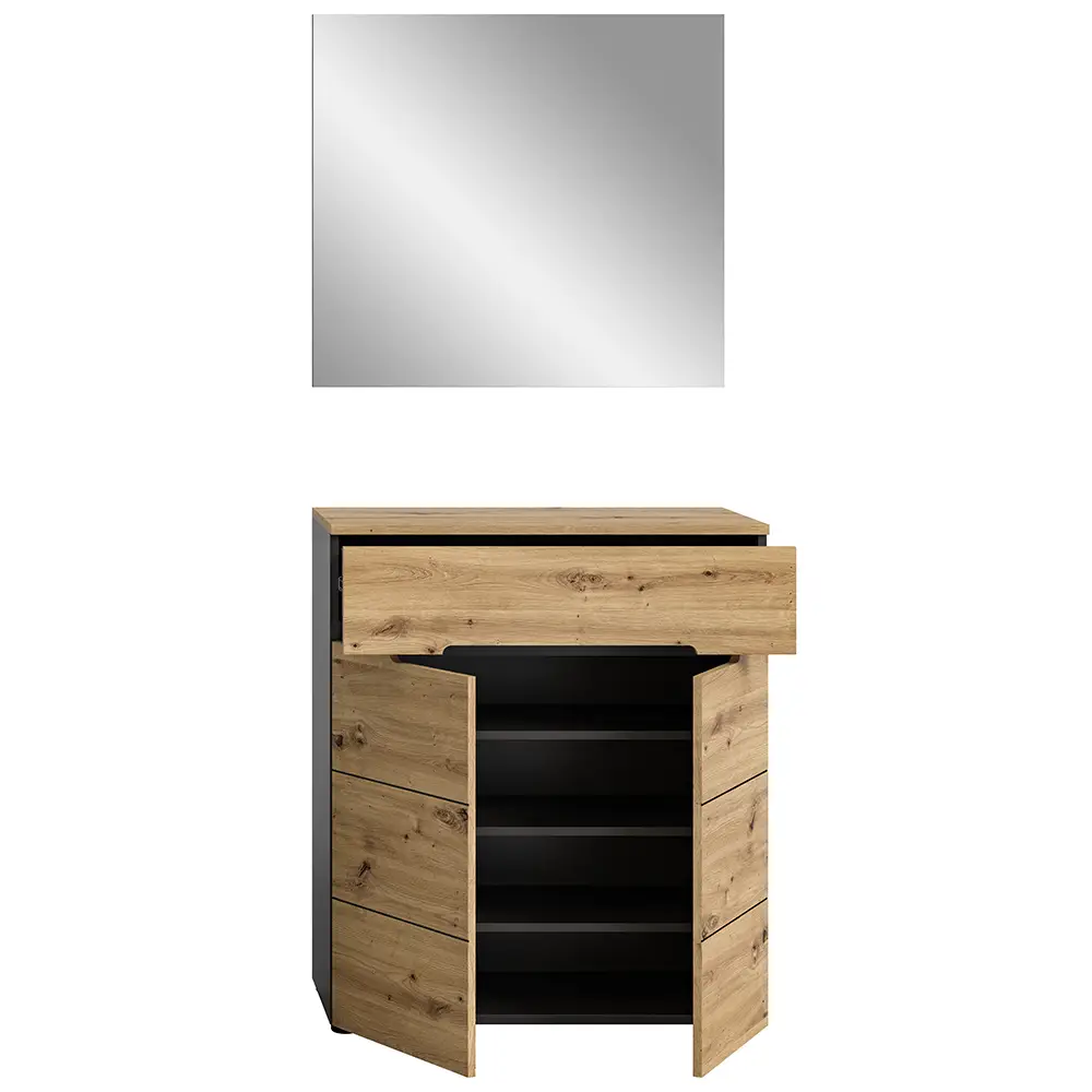 Lomadox Garderoben Set 2-teilig modern in Eiche mit grau CORTONA-158 Blitzangebot