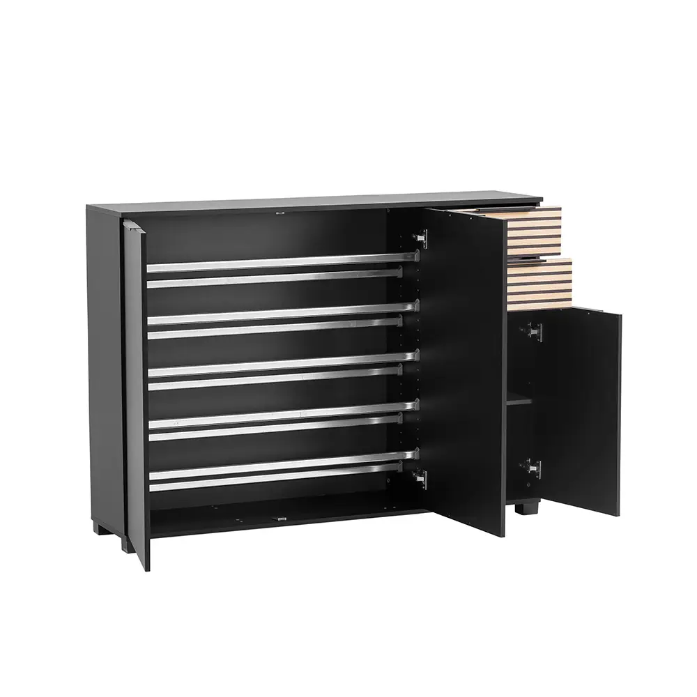 Lomadox Garderoben Set 2-teilig modern in schwarz matt mit Eiche Natur ALTAMURA-80 Neuheiten