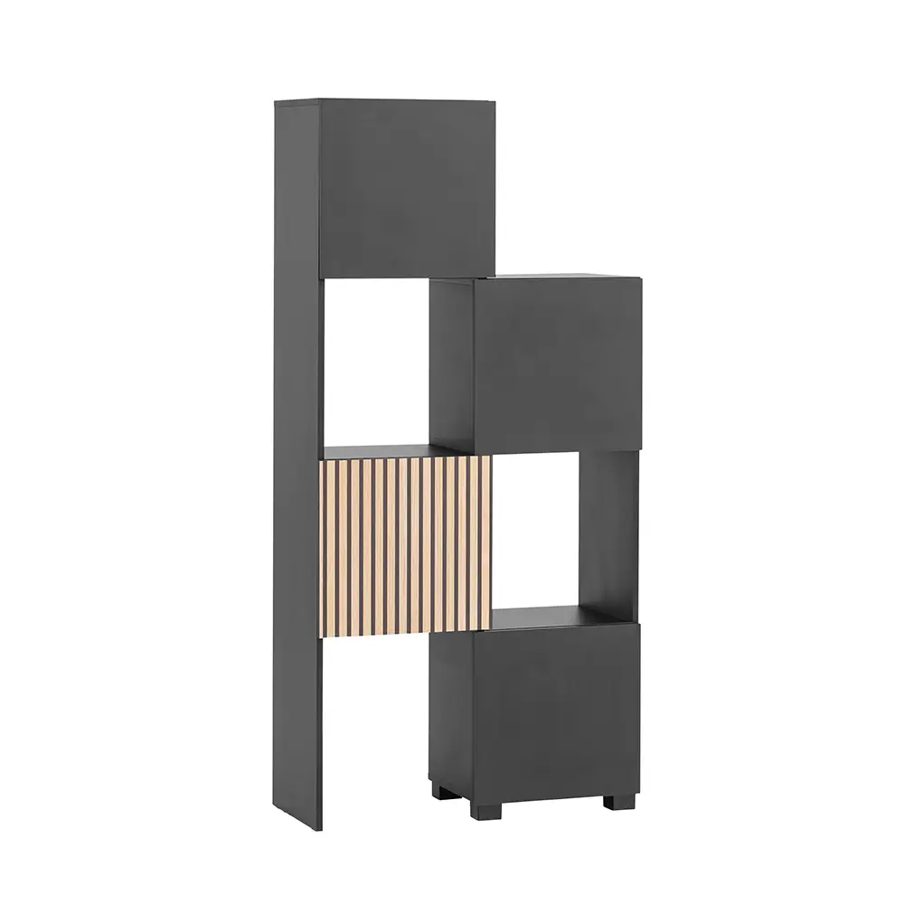 Lomadox Garderoben Set 2-teilig modern in schwarz matt mit Eiche Natur ALTAMURA-80 Neuheiten