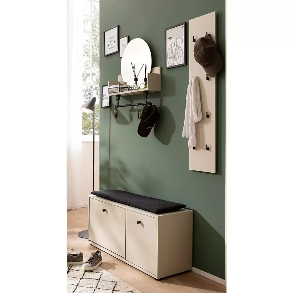 Lomadox Garderoben Set 3-teilig mit Schuhbank beige LORCA-80