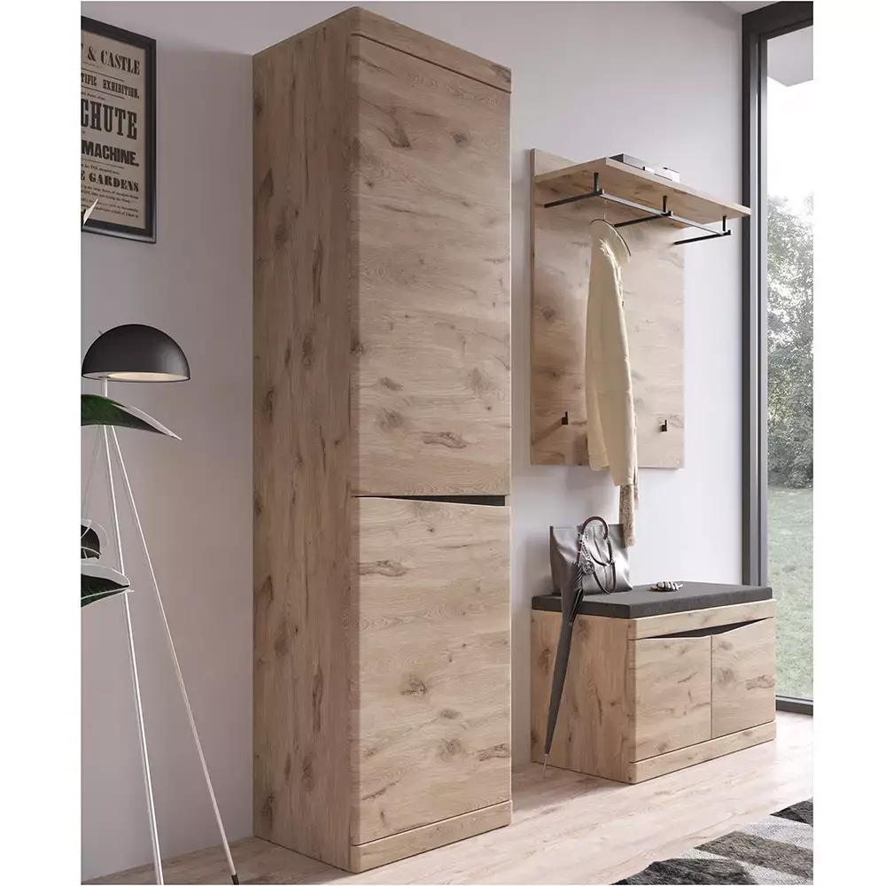 Lomadox Garderoben Set 3-teilig modern in Eiche TRIPOLI-129 Tägliche Deals