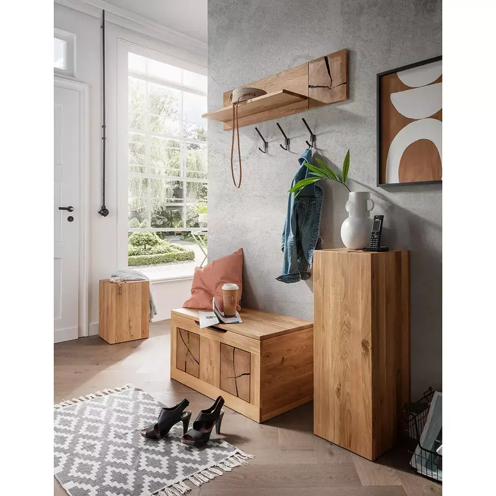 Lomadox Garderoben Set 4-teilig modern in Eiche massiv geölt KIMBERLEY-69